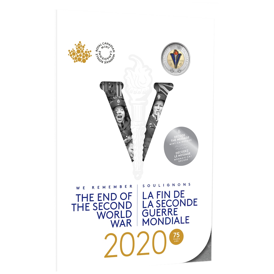 Image 603162_ALTMORE13.jpg, Product 603-162 / Price $22.95, 2020 Numismatic Uncirculated Keepsake Set 75th Anniversary of the End of WWII (six coins including two different $2 commemorative coins) from Royal Canadian Mint (RCM) on TSC.ca's Coins department