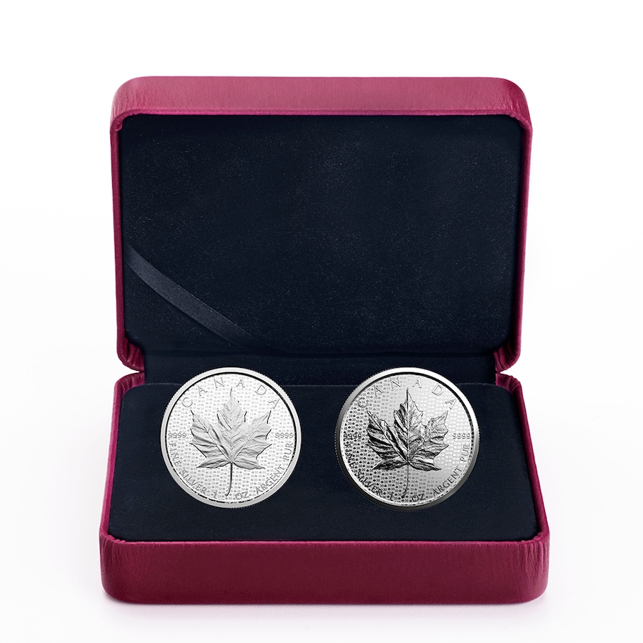 Image 603183.jpg, Product 603-183 / Price $419.95, 2018 $5 Fine Silver Two-Coin Set: 30th Anniversary of the Silver Maple Leaf from Royal Canadian Mint (RCM) on TSC.ca's Coins department
