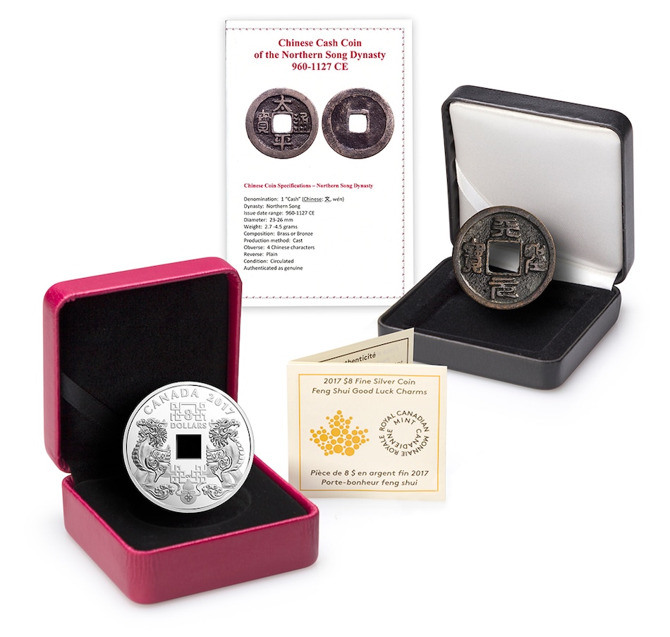 Image 603189.jpg, Product 603-189 / Price $149.95, $8 Fine Silver Proof Coin Feng Shui Good Luck Charms Plus Northern Song Cash Coin 960–1127 from Royal Canadian Mint (RCM) on TSC.ca's Coins department