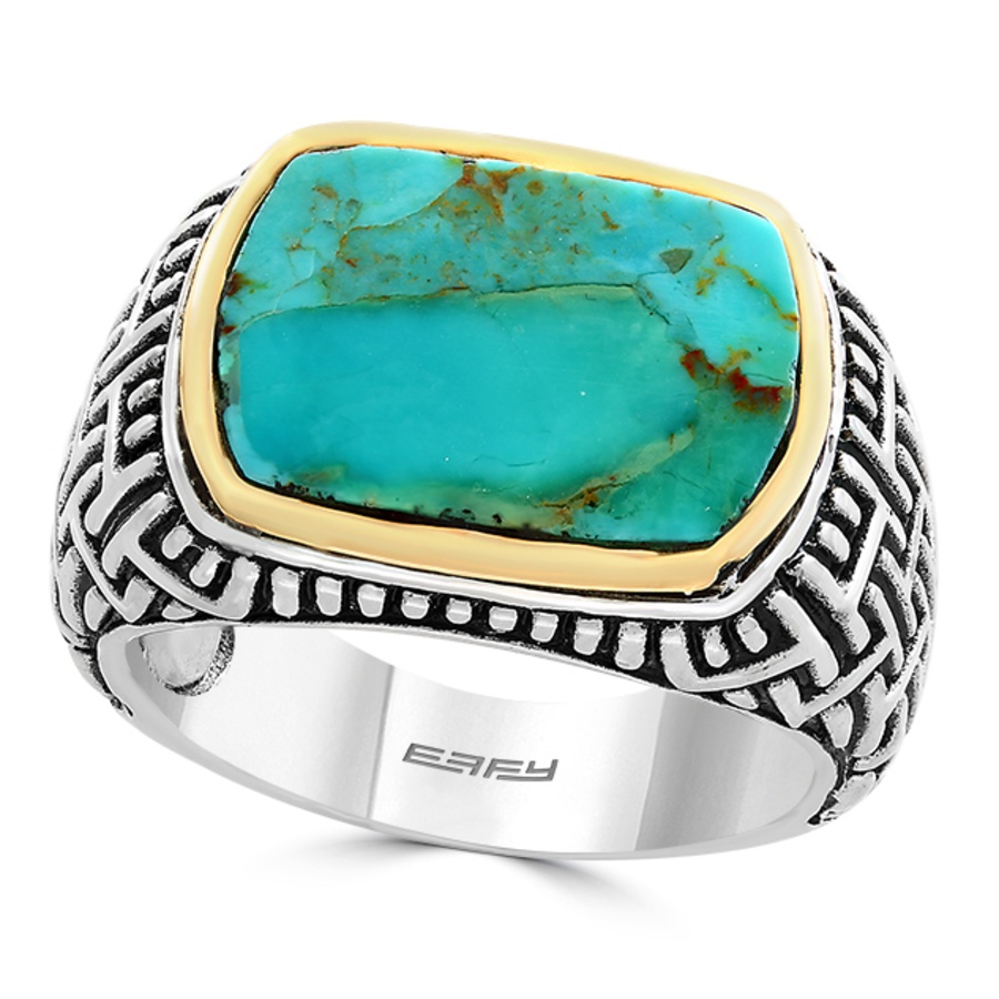 Image 603541.jpg, Product 603-541 / Price $499.99, EFFY Men's Sterling SIlver/18K Yellow Gold Turquoise Ring from Effy Jewellery on TSC.ca's Jewellery department