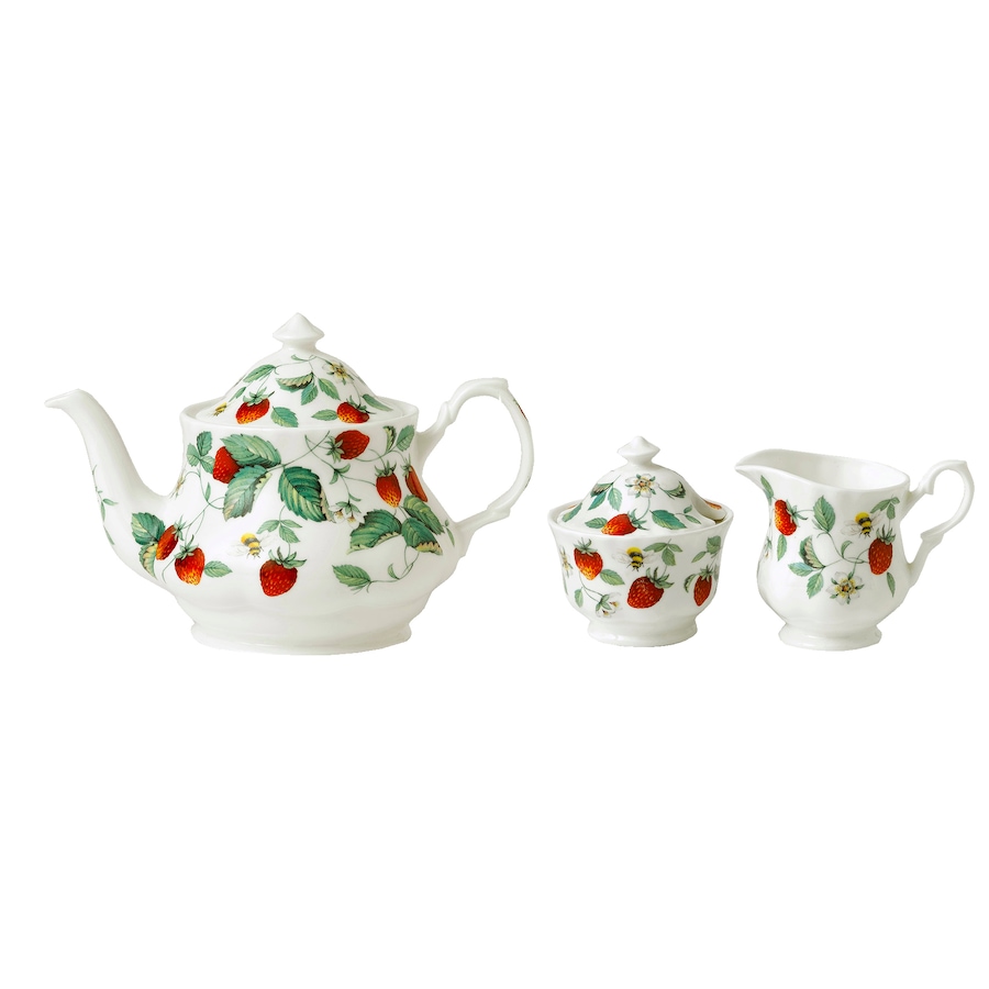 Image 609430.jpg, Product 609-430 / Price $178.99, Kirkham Alpine Strawberry Teapot/Cream/Covered Sugar Set from Roy Kirkham on TSC.ca's Kitchen department