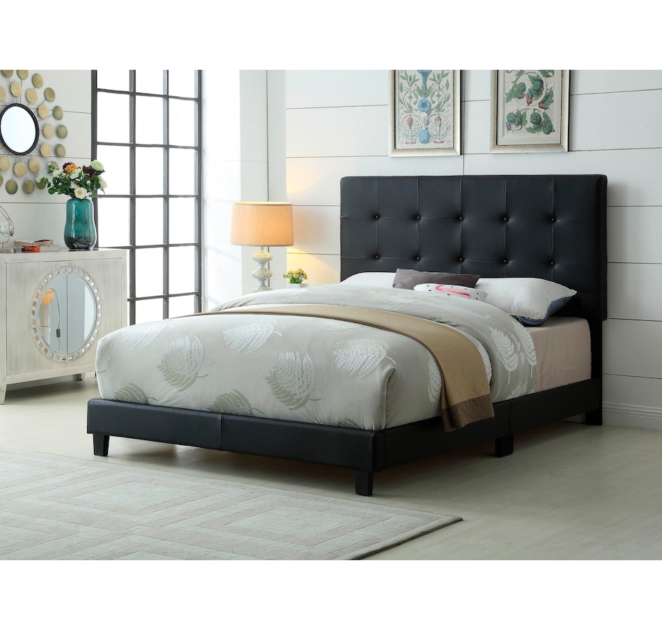 Image 609476_BLK.jpg, Product 609-476 / Price $382.99 - $458.99, Titus Button Tufted Adjustable Headboard and Bed Frame from Titus Furniture on TSC.ca's Home & Garden department