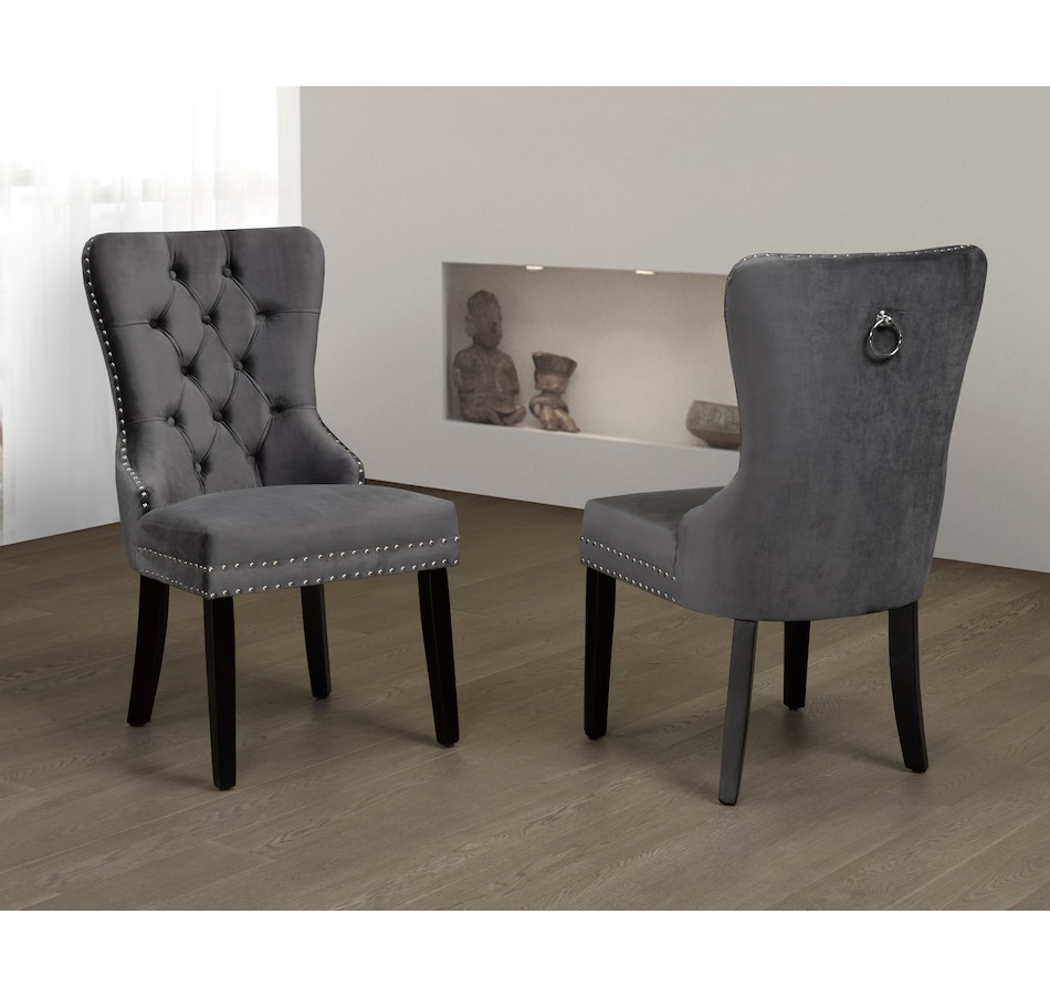 Image 609480_GRY.jpg, Product 609-480 / Price $599.99, Titus Upholstered, Button Tufted Dining Chairs with Nailhead Trim (Set of 2) from Titus Furniture on TSC.ca's Home & Garden department