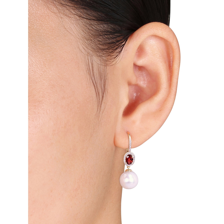 Image 609816_ALTMORE1.jpg, Product 609-816 / Price $1,299.99, AMOUR Pearls 10K Yellow Gold 11-12mm Freshwater Cultured Pearl, Garnet & Diamond Earrings from Amour Pearls on TSC.ca's Jewellery department