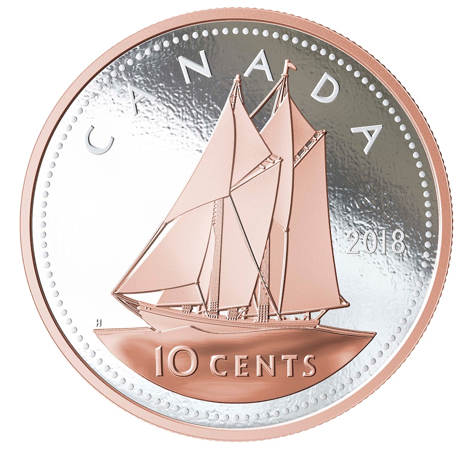Image 609919.jpg, Product 609-919 / Price $619.95, 2018 Big Coin Bluenose Dime from Royal Canadian Mint (RCM) on TSC.ca's Coins department