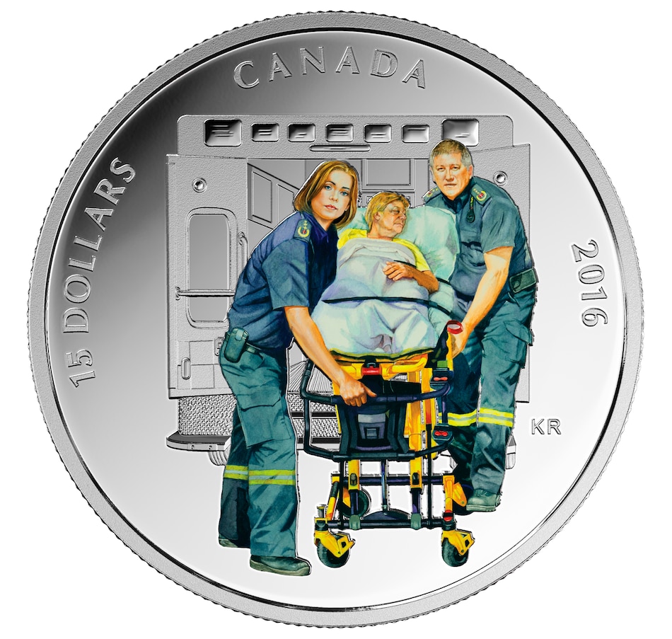 Image 609968_ALTMORE3.jpg, Product 609-968 / Price $299.95, 2016 $15 Fine Silver Four-Coin Set: Firefighters, Police, Paramedics and Military from Royal Canadian Mint (RCM) on TSC.ca's Coins department