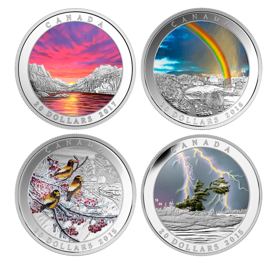Image 609971.jpg, Product 609-971 / Price $399.88, Weather Phenomenon $20 Fine Silver Coin 4-Coin Set from Royal Canadian Mint (RCM) on TSC.ca's Coins department