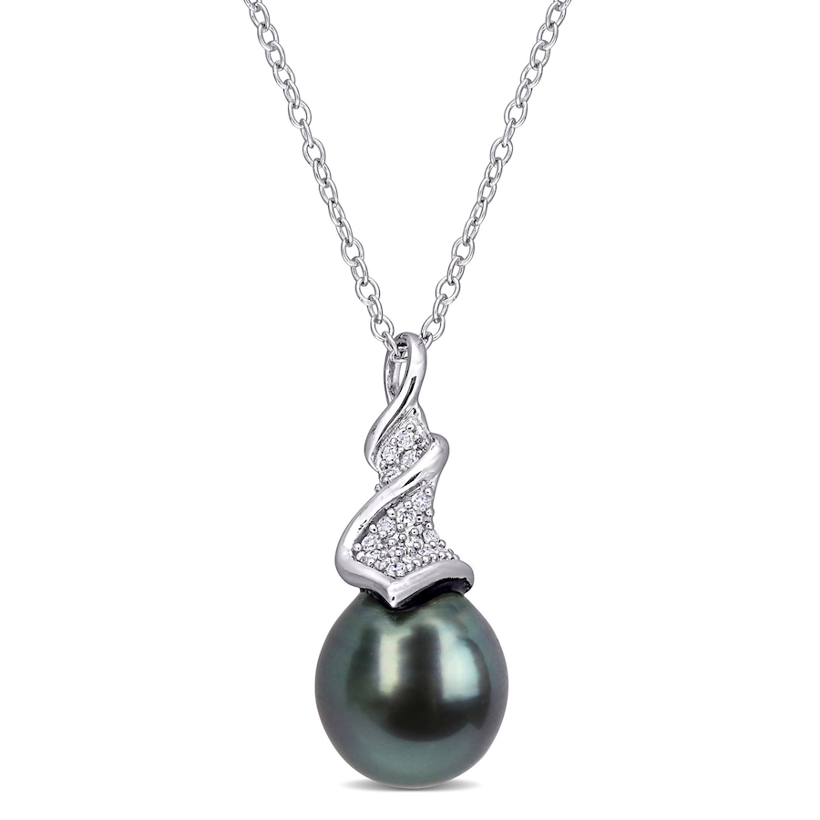 Image 610806.jpg, Product 610-806 / Price $257.00, AMOUR Pearls Sterling Silver 9-9.5mm Black Tahitian Cultured Pearl & Diamond Pendant from Amour Pearls on TSC.ca's Jewellery department