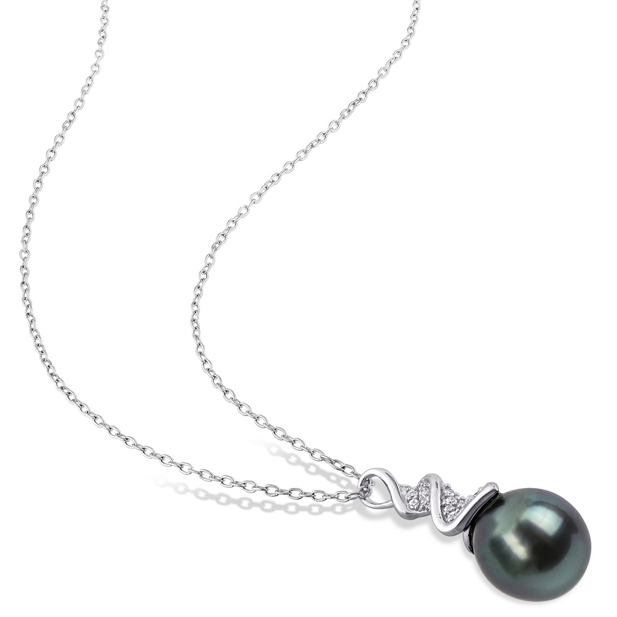 Image 610806_ALTMORE1.jpg, Product 610-806 / Price $257.00, AMOUR Pearls Sterling Silver 9-9.5mm Black Tahitian Cultured Pearl & Diamond Pendant from Amour Pearls on TSC.ca's Jewellery department