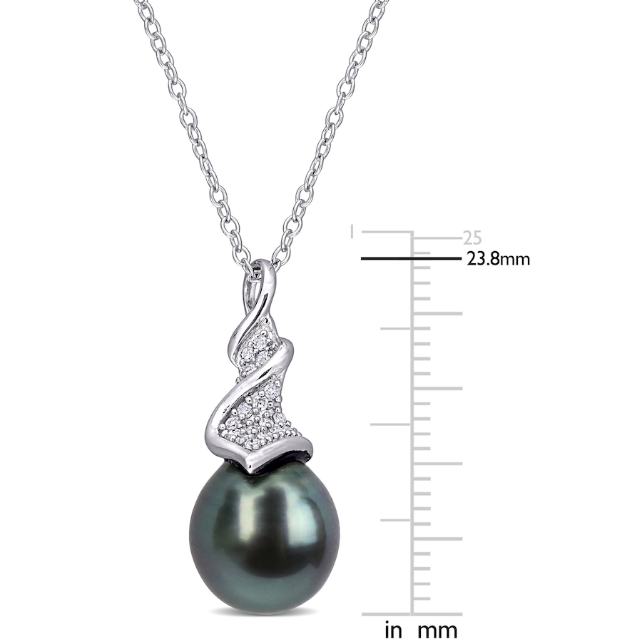 Image 610806_ALTMORE2.jpg, Product 610-806 / Price $257.00, AMOUR Pearls Sterling Silver 9-9.5mm Black Tahitian Cultured Pearl & Diamond Pendant from Amour Pearls on TSC.ca's Jewellery department
