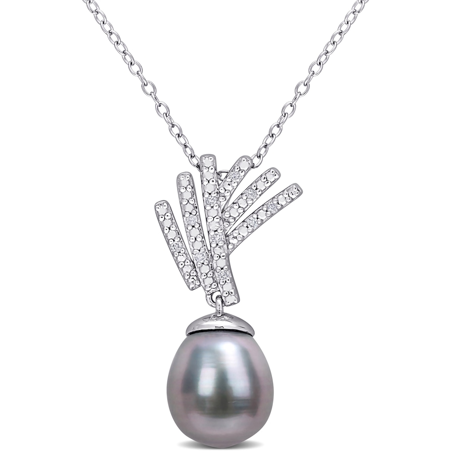 Image 611923.jpg, Product 611-923 / Price $149.00, AMOUR Pearls Sterling Silver 9.5-10mm Black Tahitian Cultured Pearl & Diamond Pendant with Chain from Amour Pearls on TSC.ca's Jewellery department