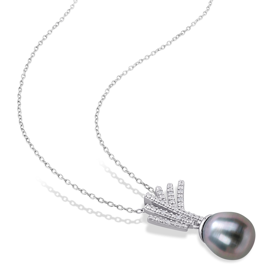 Image 611923_ALTMORE1.jpg, Product 611-923 / Price $149.00, AMOUR Pearls Sterling Silver 9.5-10mm Black Tahitian Cultured Pearl & Diamond Pendant with Chain from Amour Pearls on TSC.ca's Jewellery department