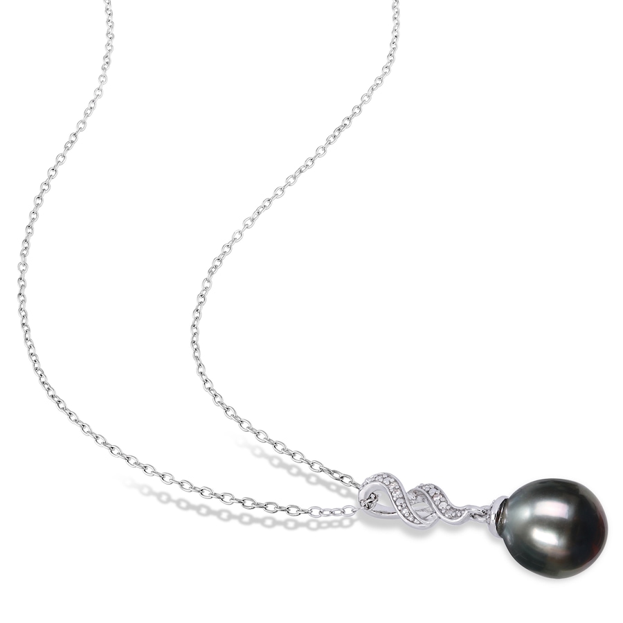 Image 613100_ALTMORE1.jpg, Product 613-100 / Price $173.00, AMOUR Pearls Sterling Silver 9.5-10mm Black Tahitian Cultured Pearl & Diamond Pendant with Chain from Amour Pearls on TSC.ca's Jewellery department