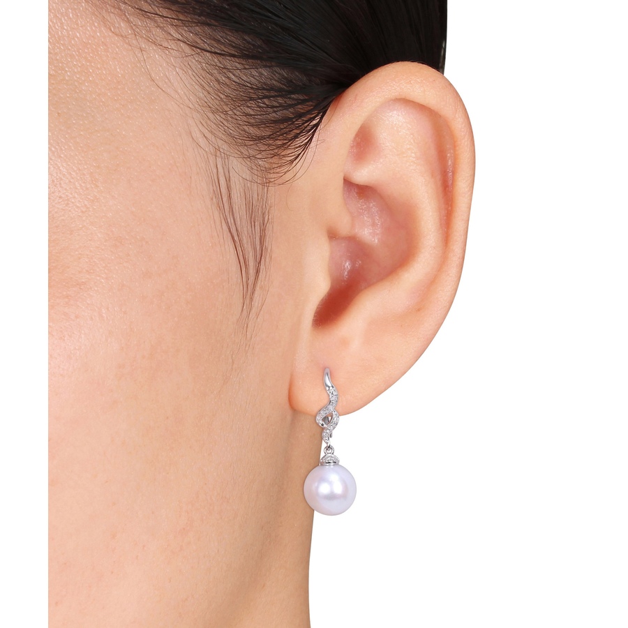 Image 613101_ALTMORE1.jpg, Product 613-101 / Price $295.00, AMOUR Pearls Sterling Silver 11-12mm Freshwater Cultured Pearl & Diamond Leverback Earrings from Amour Pearls on TSC.ca's Jewellery department