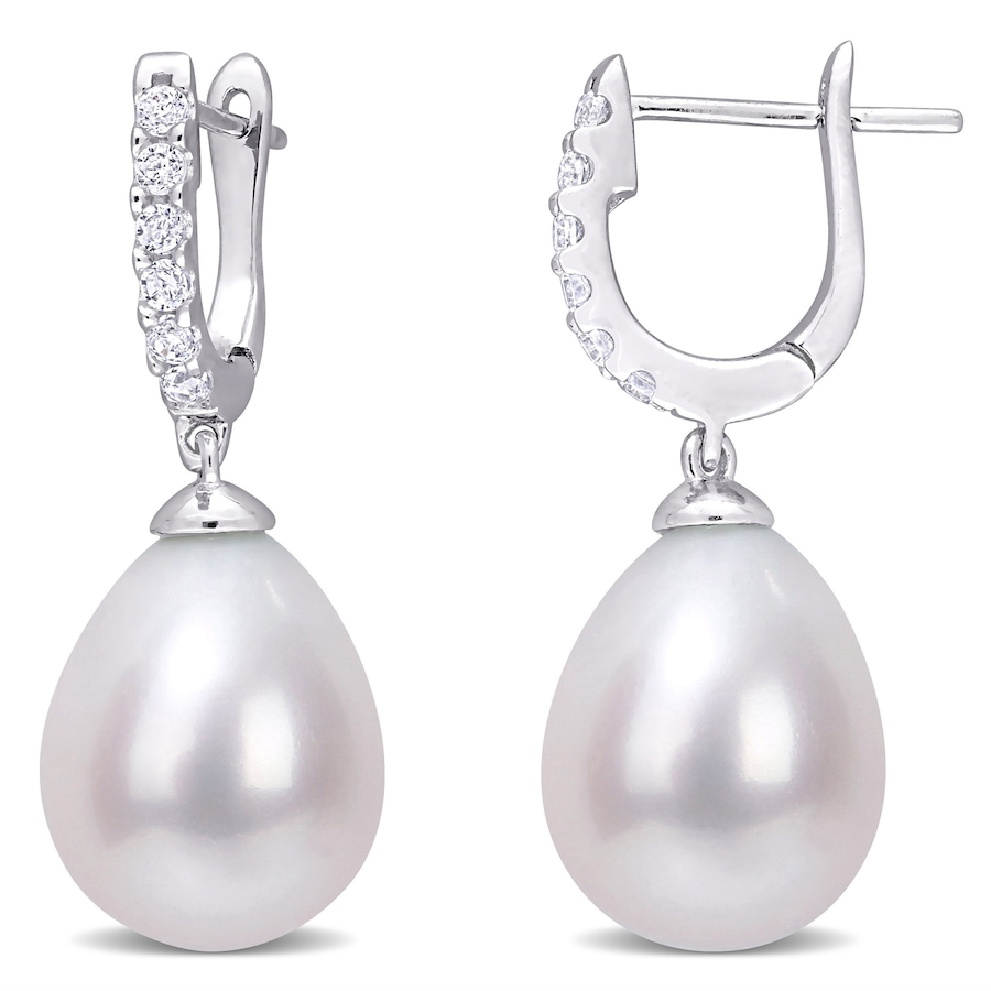 Image 613104.jpg, Product 613-104 / Price $115.00, AMOUR Pearls Sterling Silver 8.5-9mm Freshwater Cultured Pearl & Cubic Zirconia Drop Earrings from Amour Pearls on TSC.ca's Jewellery department