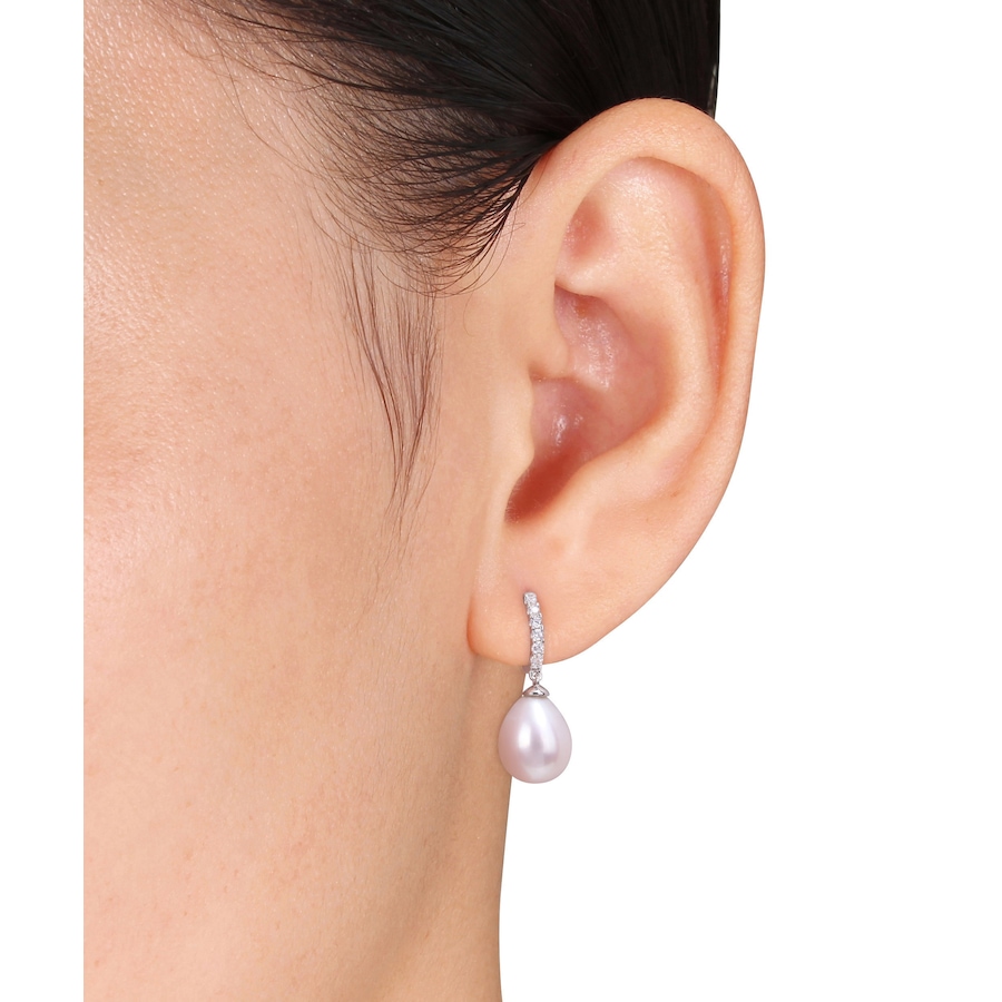 Image 613104_ALTMORE1.jpg, Product 613-104 / Price $115.00, AMOUR Pearls Sterling Silver 8.5-9mm Freshwater Cultured Pearl & Cubic Zirconia Drop Earrings from Amour Pearls on TSC.ca's Jewellery department