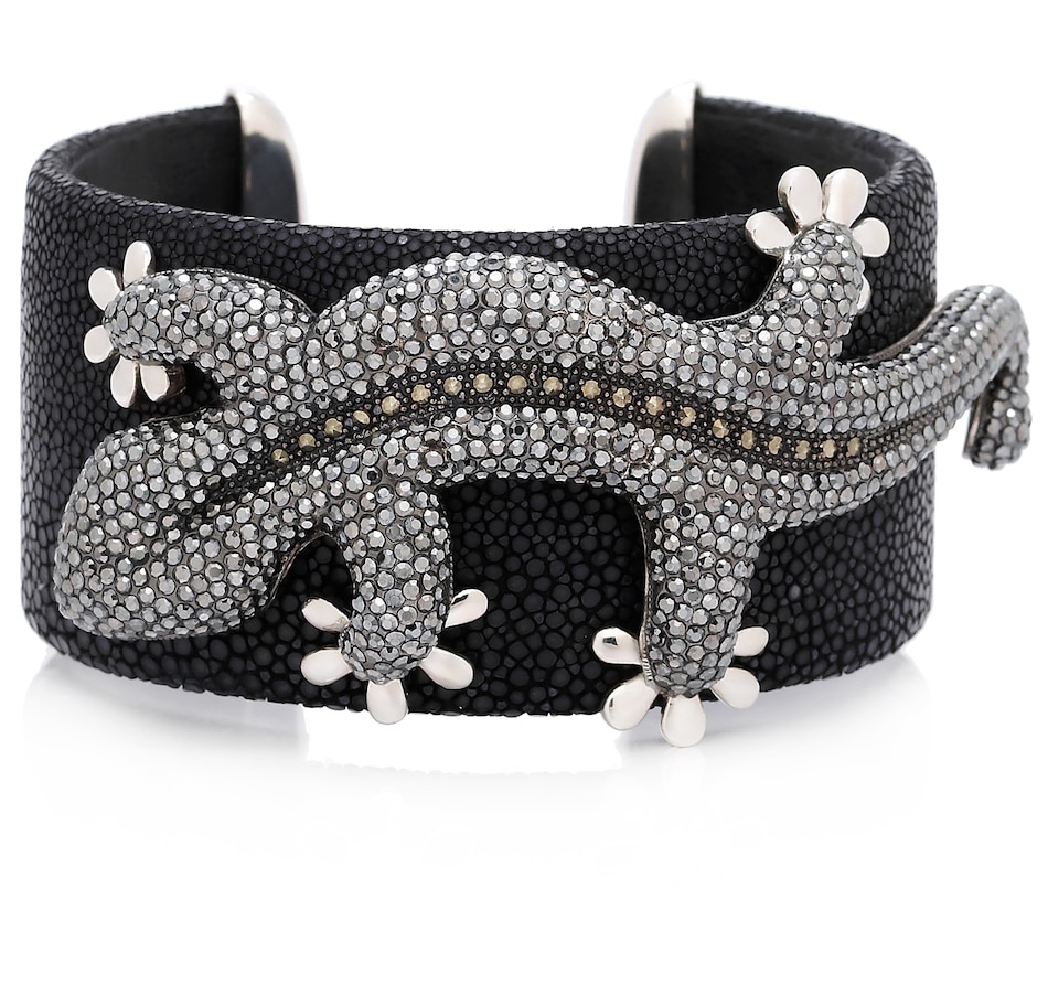Image 616433.jpg, Product 616-433 / Price $399.99, Dallas Prince Marcasite Lizard Sterling Silver & Leather Cuff from Dallas Prince on TSC.ca's Jewellery department