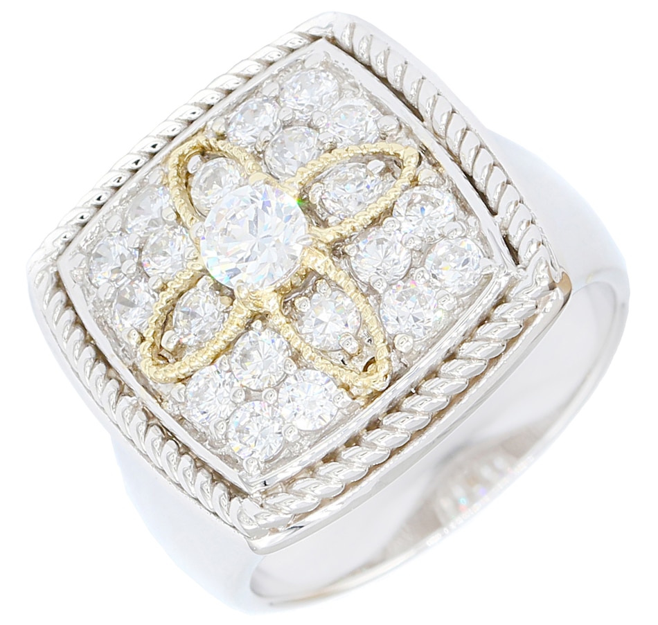 Image 617645.jpg, Product 617-645 / Price $188.99, Diamonelle Sterling Silver/14K Yellow Gold Square Shape Pave Diamonelle Ring from Diamonelle on TSC.ca's Jewellery department