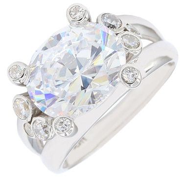 Diamonelle Sterling Silver Diamonelle Contemporary Ring
