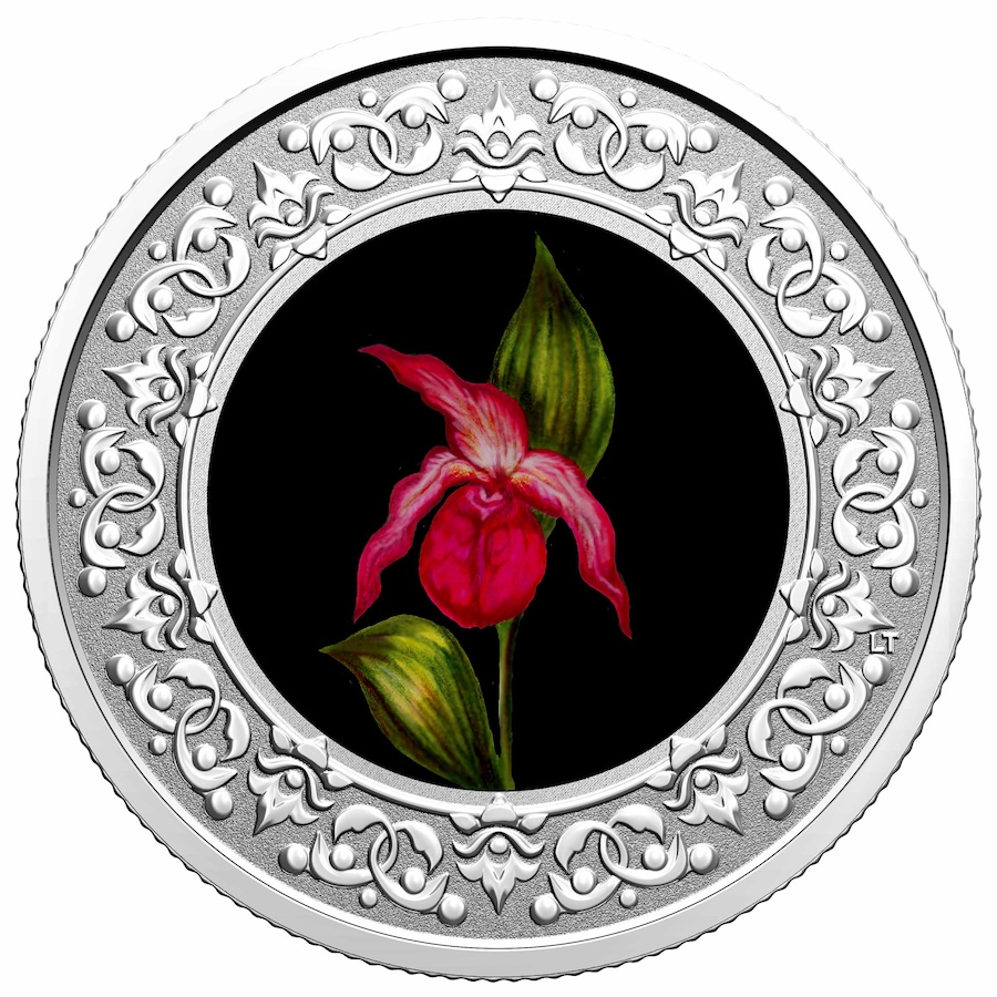 Image 618239.jpg, Product 618-239 / Price $59.95, 2020 $3 Fine Silver Coins Floral Emblems of Canada: Prince Edward Island Lady's Slipper from Royal Canadian Mint (RCM) on TSC.ca's Coins department