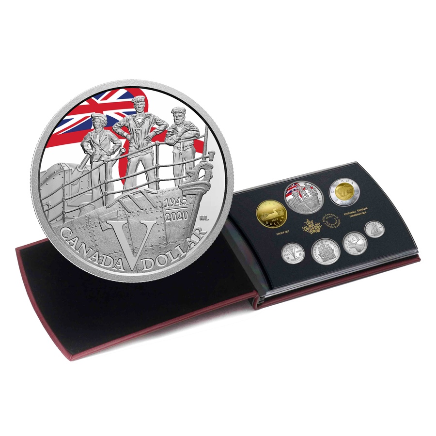 Image 618241_ALTMORE16.jpg, Product 618-241 / Price $99.95, 2020 Proof Set with V-E Day Commemorative Silver Dollar from Royal Canadian Mint (RCM) on TSC.ca's Coins department