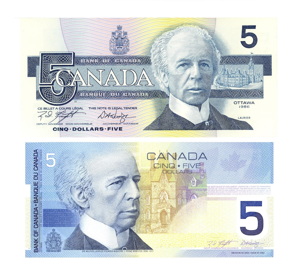 Image 618509.jpg, Product 618-509 / Price $89.95, $5 Matched Serial Number Set 1986/2002 from Canadian Coin & Currency on TSC.ca's Coins department