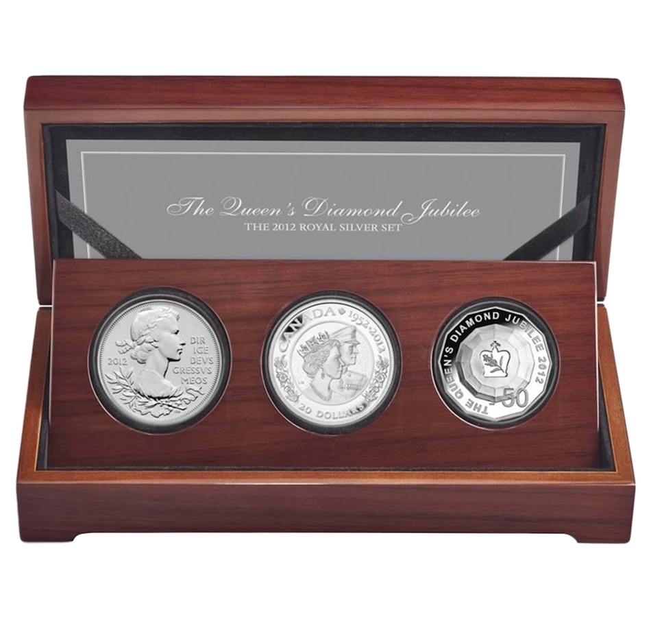 Image 618643.jpg, Product 618-643 / Price $399.95, The Queen's Diamond Jubilee Royal Silver Set 3-Piece Coin Collection from Royal Canadian Mint (RCM) on TSC.ca's Coins department