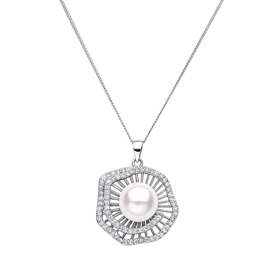 Image 619362.jpg, Product 619-362 / Price $65.99, SUGOI Sterling Silver White Freshwater Pearl & Cz Pendant With Chain from Sugoi Pearls on TSC.ca's Jewellery department