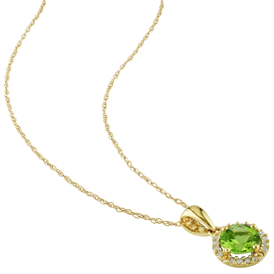 Image 619538_ALTMORE1.jpg, Product 619-538 / Price $305.00, Sofia B. 10K Yellow Gold Peridot and Diamond Halo Pendant with Chain from Sofia B on TSC.ca's Jewellery department