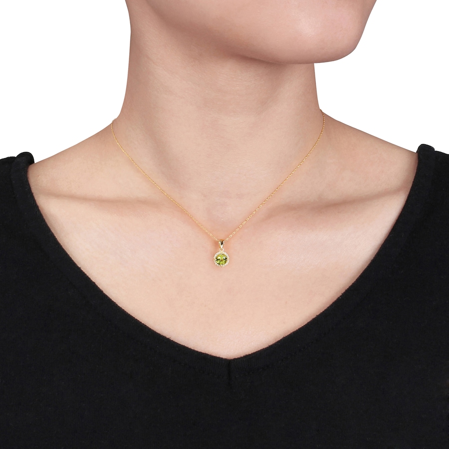 Image 619538_ALTMORE2.jpg, Product 619-538 / Price $305.00, Sofia B. 10K Yellow Gold Peridot and Diamond Halo Pendant with Chain from Sofia B on TSC.ca's Jewellery department