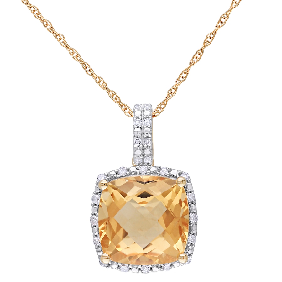 Image 619567.jpg, Product 619-567 / Price $536.00, Sofia B 10K Yellow Gold Citrine & Diamond Square Shape Pendant with Chain from Sofia B on TSC.ca's Jewellery department