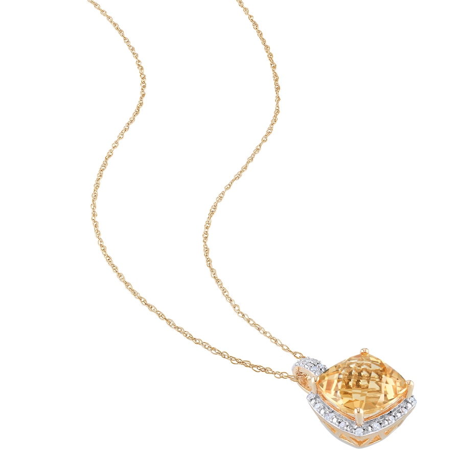 Image 619567_ALTMORE1.jpg, Product 619-567 / Price $536.00, Sofia B 10K Yellow Gold Citrine & Diamond Square Shape Pendant with Chain from Sofia B on TSC.ca's Jewellery department