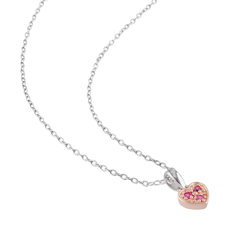 Image 619648_ALTMORE1.jpg, Product 619-648 / Price $73.99, CUTIE PIE Sterling Silver 2-Tone Created Pink Sapphire Heart Child Pendant with Chain from Cutie Pie Jewels on TSC.ca's Jewellery department