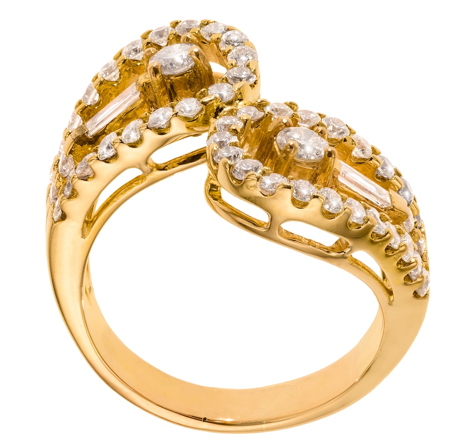 Jewellery - Rings - Bypass - 14KT Yellow Gold Open Bypass Ring with ...