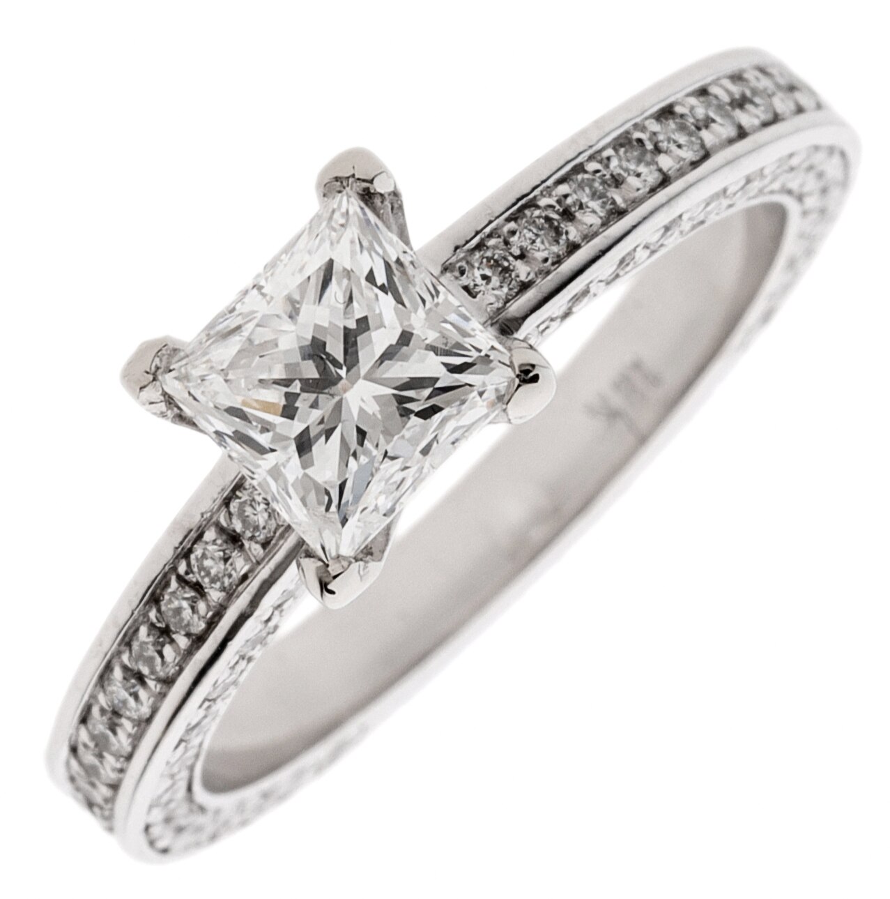 Princess cut solitaire hot sale with diamond band