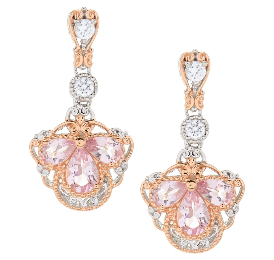 tsc.ca Gems En Vogue Palladium Silver Fine & White Zircon Cluster Drop Earrings