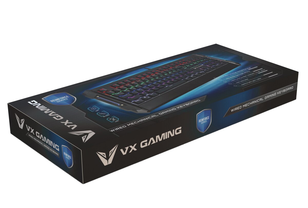 vx gaming reinforce series mechanical rainbow lighting keyboard