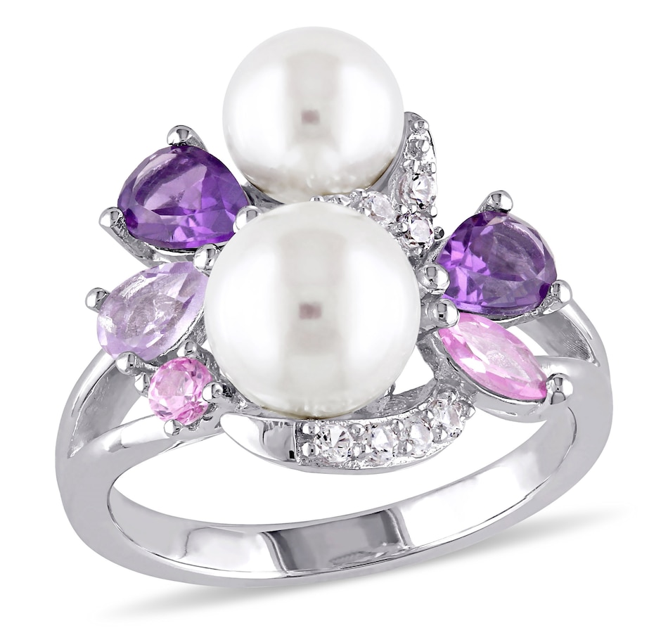 Image 623810.jpg, Product 623-810 / Price $149.99, AMOUR Pearls Sterling Silver 6.5-8mm Cultured Freshwater Pearl & Multi Gemstone Ring from Amour Pearls on TSC.ca's Jewellery department