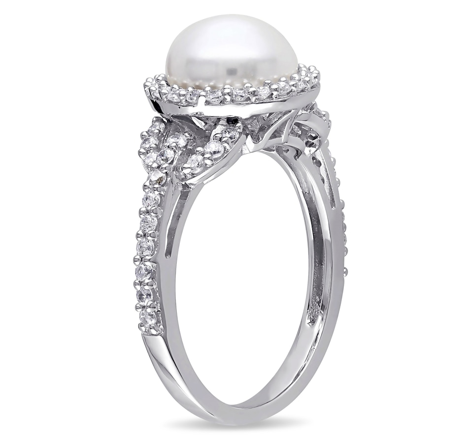 Jewellery - Rings - Halo - AMOUR Pearls Sterling Silver 8.5-9mm White ...