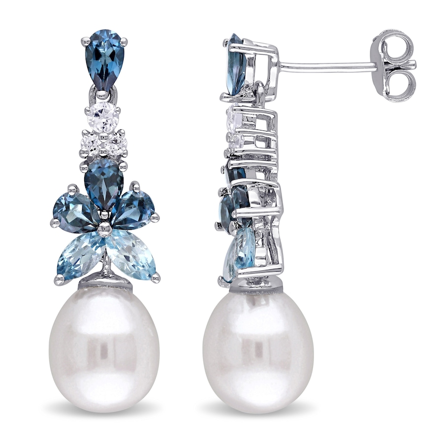 Image 623835.jpg, Product 623-835 / Price $225.00, AMOUR Pearls Sterling Silver 8.5-9mm Cultured Freshwater Pearl & Multi Gemstone Drop Earrings from Amour Pearls on TSC.ca's Jewellery department