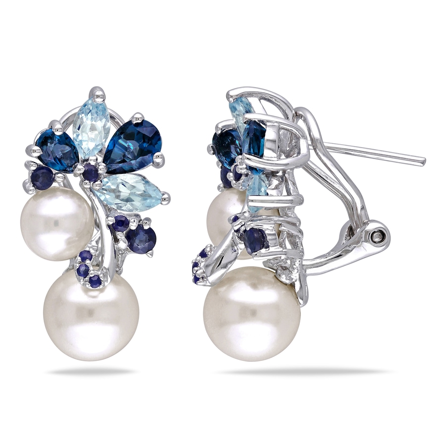 Image 623837.jpg, Product 623-837 / Price $350.00, AMOUR Pearls Sterling Silver 6-8.5mm Cultured Freshwater Pearl & Multi Gemstone Cluster Earrings from Amour Pearls on TSC.ca's Jewellery department