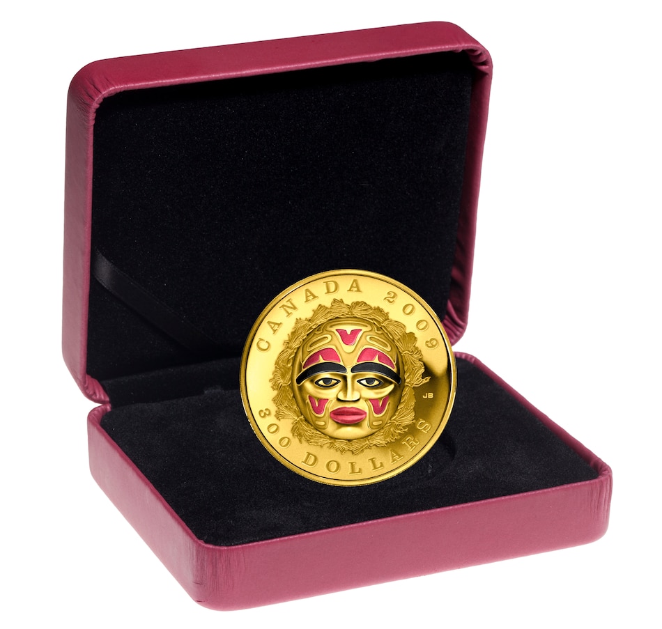 Image 625266_ALTMORE2.jpg, Product 625-266 / Price $3,999.95, 2009 $300 Summer Moon Mask 14K Gold Coin from Royal Canadian Mint (RCM) on TSC.ca's Coins department