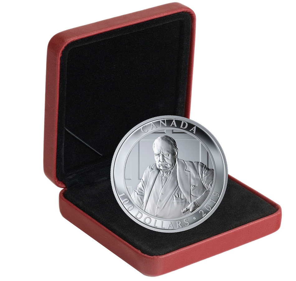 Image 625369_ALTMORE2.jpg, Product 625-369 / Price $999.95, 2019 $100 Fine Silver Coin The Roaring Lion plus Original 1965 Sir Winston Churchill Crown from Royal Canadian Mint (RCM) on TSC.ca's Coins department