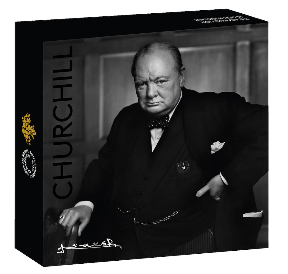 Image 625369_ALTMORE3.jpg, Product 625-369 / Price $999.95, 2019 $100 Fine Silver Coin The Roaring Lion plus Original 1965 Sir Winston Churchill Crown from Royal Canadian Mint (RCM) on TSC.ca's Coins department