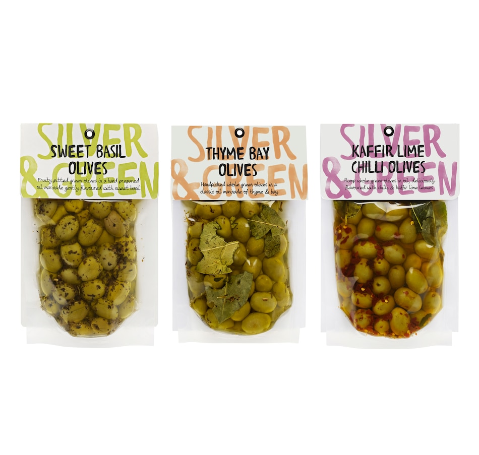Image 625387.jpg, Product 625-387 / Price $31.99, Silver and Green Olives (3-Pack) from Olive Moi on TSC.ca's Kitchen department