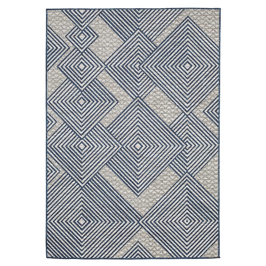 Image 625572.jpg, Product 625-572 / Price $96.00, Viana Indoor/Outdoor Modern Geometric Diamond Navy Grey Rug from Viana Inc on TSC.ca's Home & Garden department
