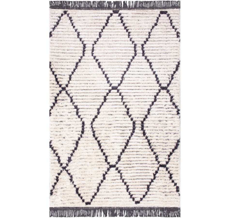 Image 625573.jpg, Product 625-573 / Price $60.00 - $130.00, Viana Anthracite Grey Beige Moroccan Diamond Fringed Rug from Viana Inc on TSC.ca's Home & Garden department