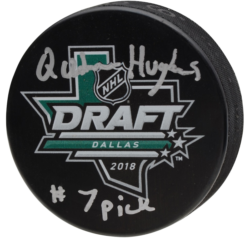 Image 625826.jpg, Product 625-826 / Price $109.99, Fanatics Authentic Autographed Quinn Hughes Vancouver Canucks 2018 NHL Draft Logo Puck with #7 Pick Inscription from Fanatics on TSC.ca's Sports department