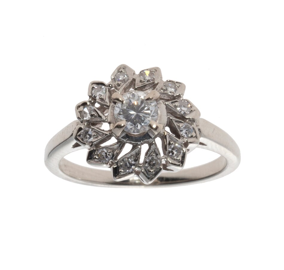 Jewellery - Rings - Cluster - Vintage 18K White Gold Vintage-Inspired ...