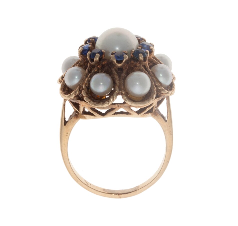 tsc.ca - Artful and Bold 14kt Yellow Gold Pearl and Sapphire Cluster ...